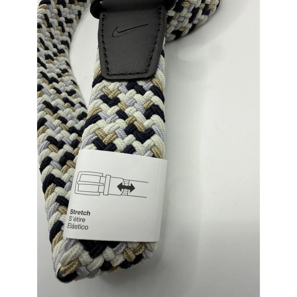 The Nike Braided Stretch Belt XL (42-44) Black/White/Gray/Beige Adjustable